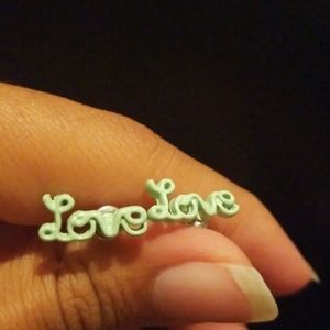 Mint green LOVE earrings